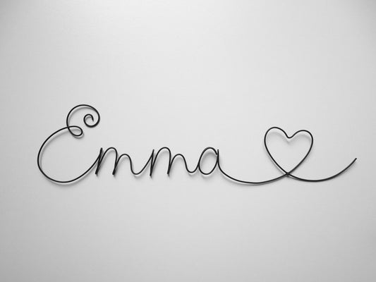 First name annealed wire, customizable first name, Emma with heart, child's first name, wall decoration, child's room, door plaque