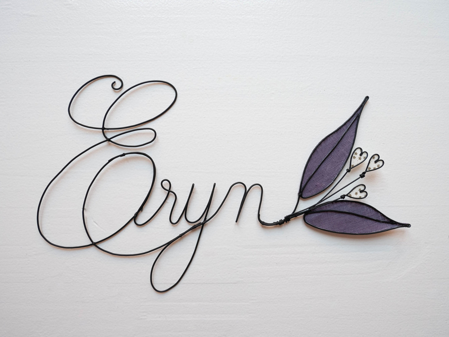 First name customizable wire, first name annealed wire with flower and leaves, bedroom wall decoration, first name door plaque