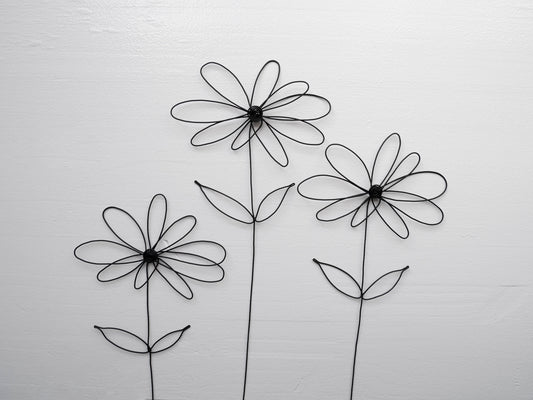 Set of 3 annealed wire flowers, artificial flower, floral decoration, bohemian nature, poppy, daisy, bouquet of flowers