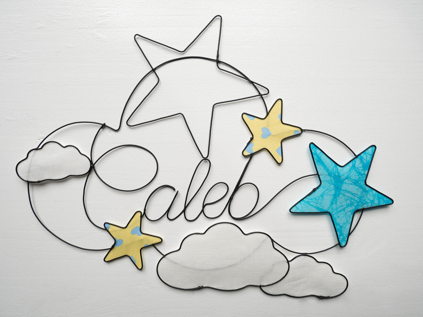 Prénom personnalisable en fil de fer avec nuage, décoration chambre d'enfant, décoration sticker murale, cadeau naissance, plaque de porte