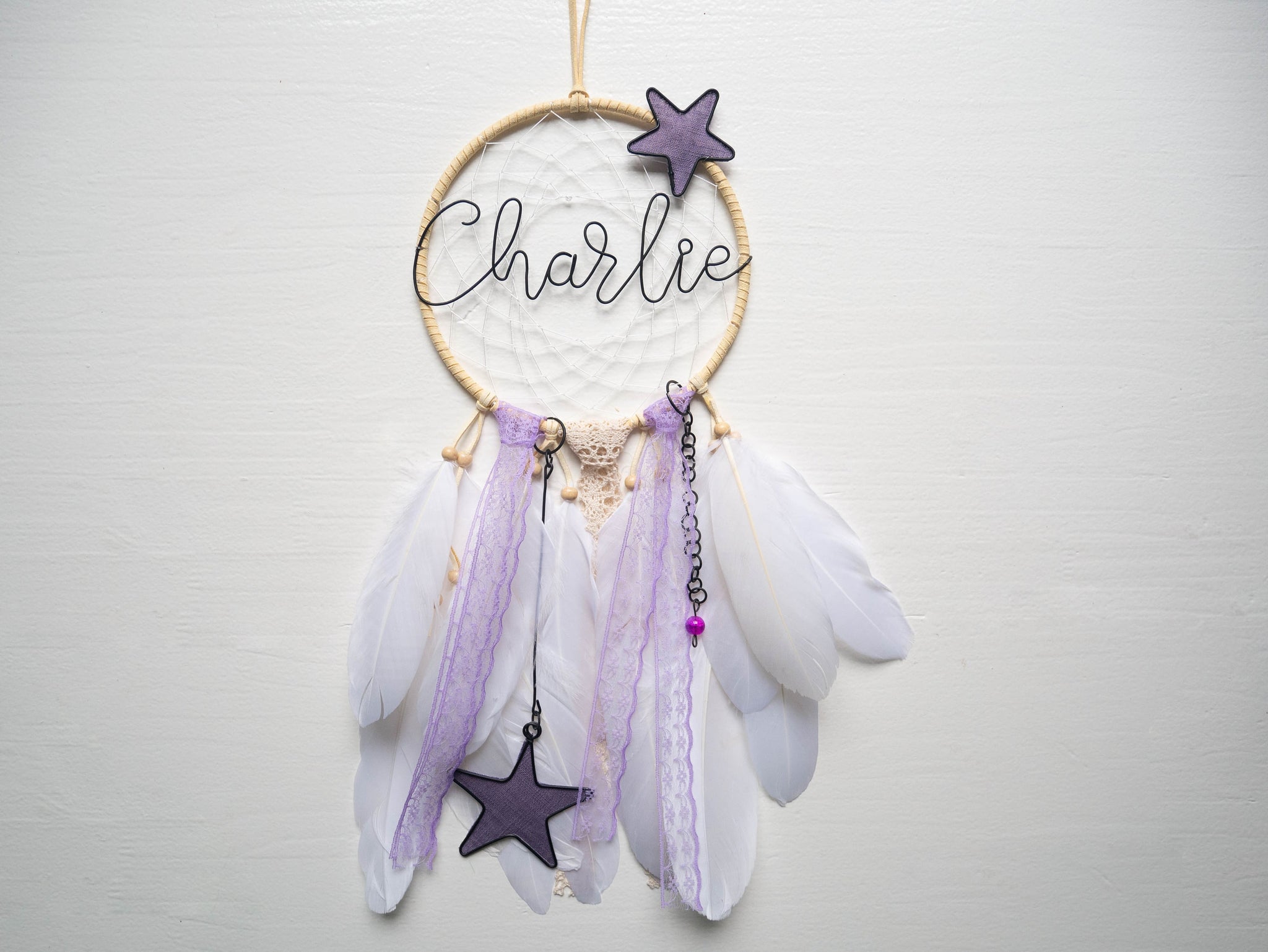 Anpassbarer Traumfänger mit Vornamen aus geglühtem Draht, Raumdekoration, einzigartiges und originelles Geburtsgeschenk, Geburtstagsgeschenk