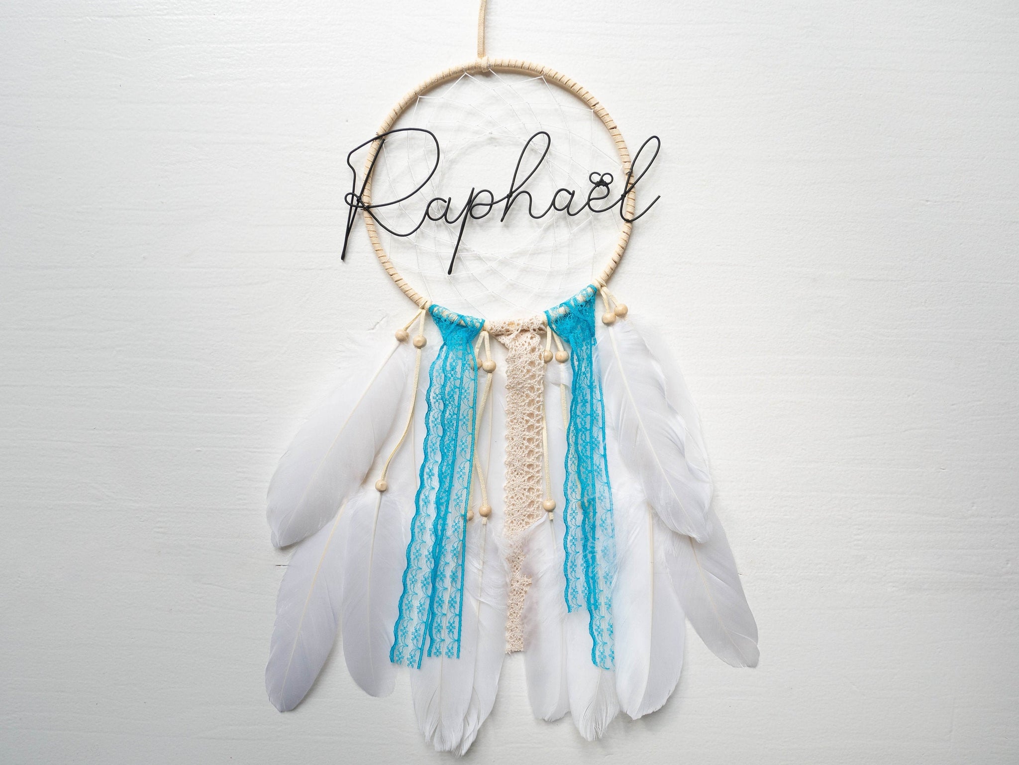 Anpassbarer Traumfänger mit Vornamen aus geglühtem Draht, Raumdekoration, einzigartiges und originelles Geburtsgeschenk, Geburtstagsgeschenk