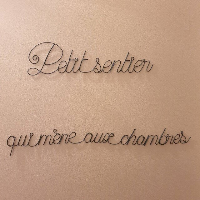 Phrase fil de fer personnalisable, citation fil de fer, déco murale en fil de fer recuit, plaque de porte, décoration industrielle