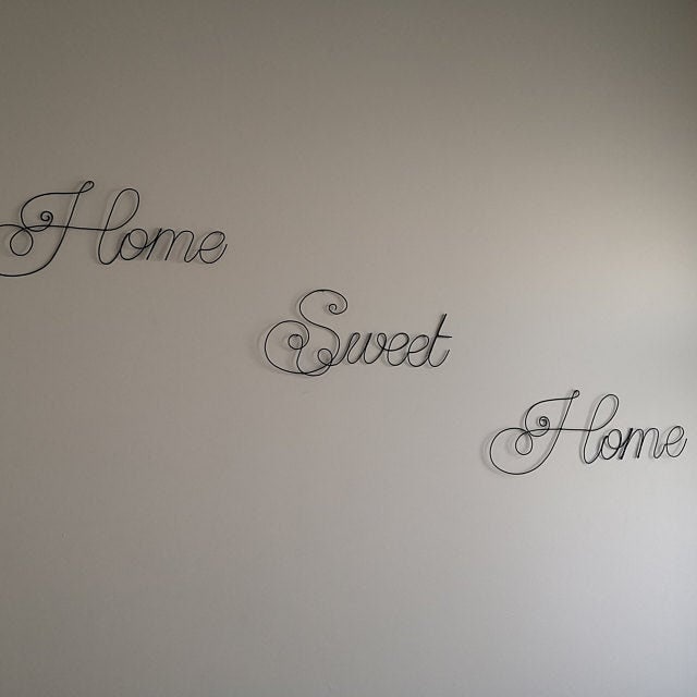 Home Sweet Home, bienvenue, mot fil de fer recuit, phrase mur, écriture, citation, plaque de porte, décoration entrée, décoration murale