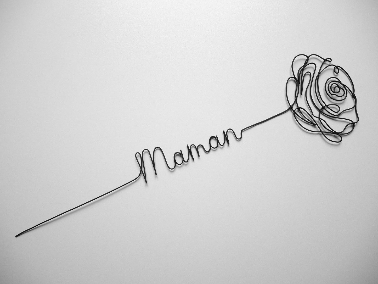 Pink wire flower, customizable wire first name, customizable mom word with flower, gift for mom, Mother's Day gift