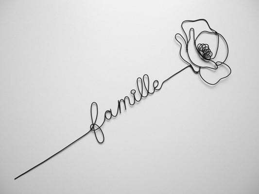 Poppy wire flower first name customizable wire, customizable word with flower, family photo wall decoration