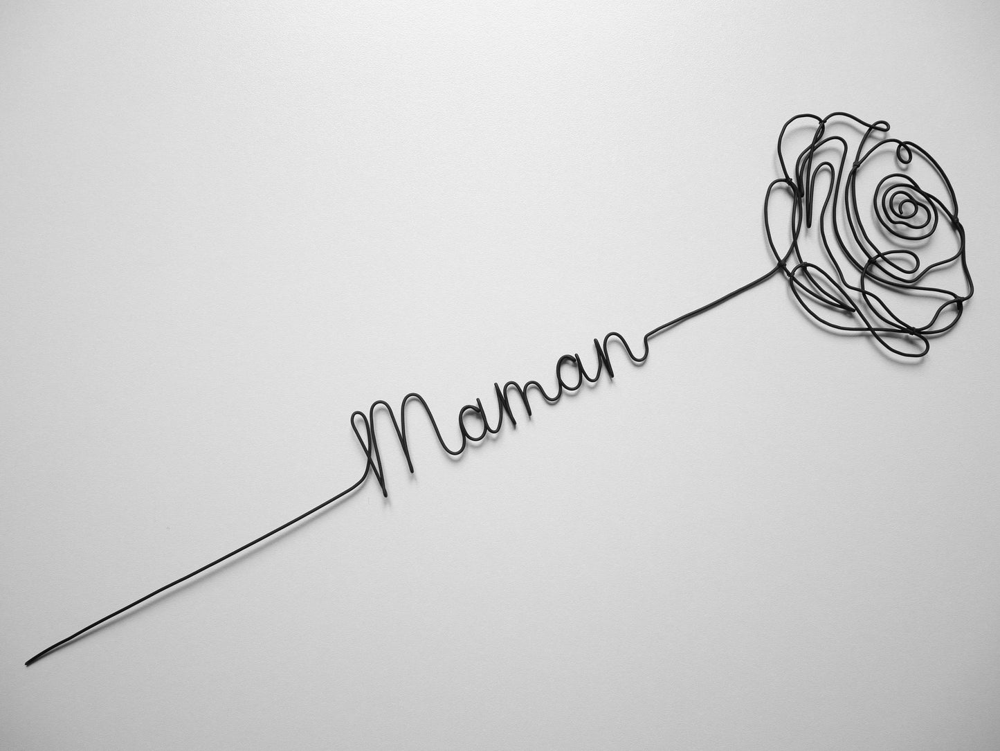 Pink wire flower, customizable wire first name, customizable mom word with flower, gift for mom, Mother's Day gift