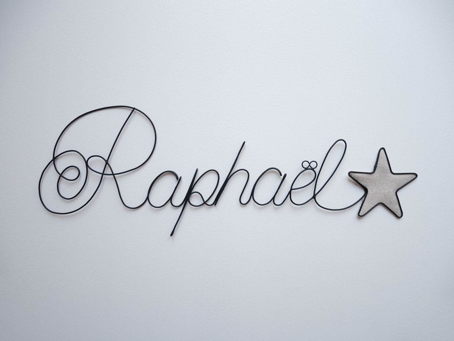 Customizable first name in wire, first name with star, wire writing, wire wall decoration, child's room decoration