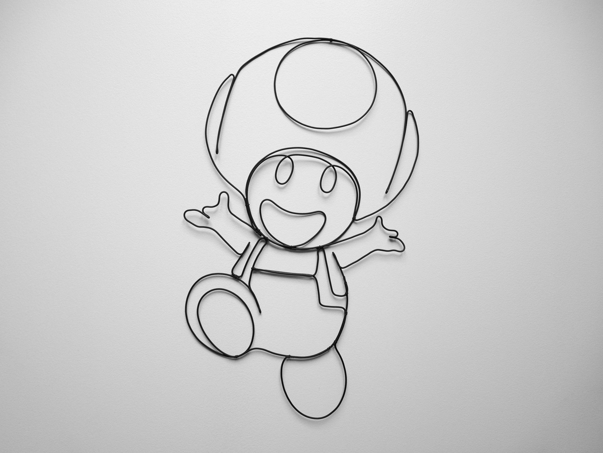 Toad en fil de fer recuit, silhouette Mario Bros, décoration murale métal Toad, citation fil de fer, décoration murale jeux vidéos, nintendo