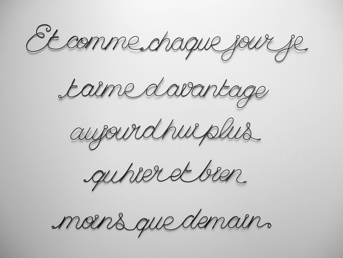 Wire wall quote, wall sticker, wire happiness, message, wire phrase, wire wall decoration, Rosemonde Gérard