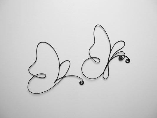 Set of 2 wire butterfly butterflies, butterfly sketch, wire wall decoration, bohemian nature decoration, butterfly silhouette