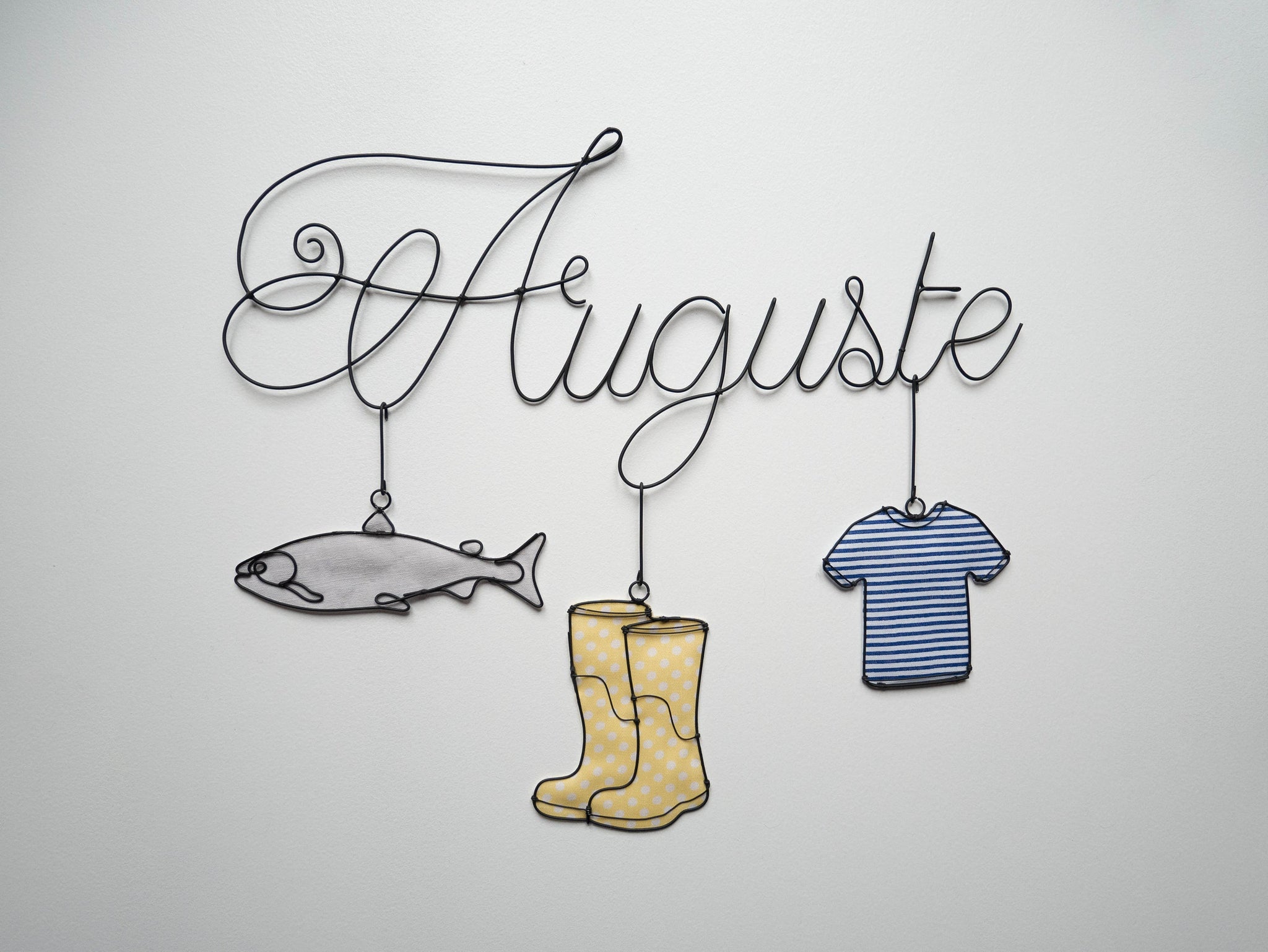 Prénom fil de fer personnalisable, prénom fil de fer recuit, décoration murale chambre d'enfant, plaque de porte prénom, cadeau jeune maman