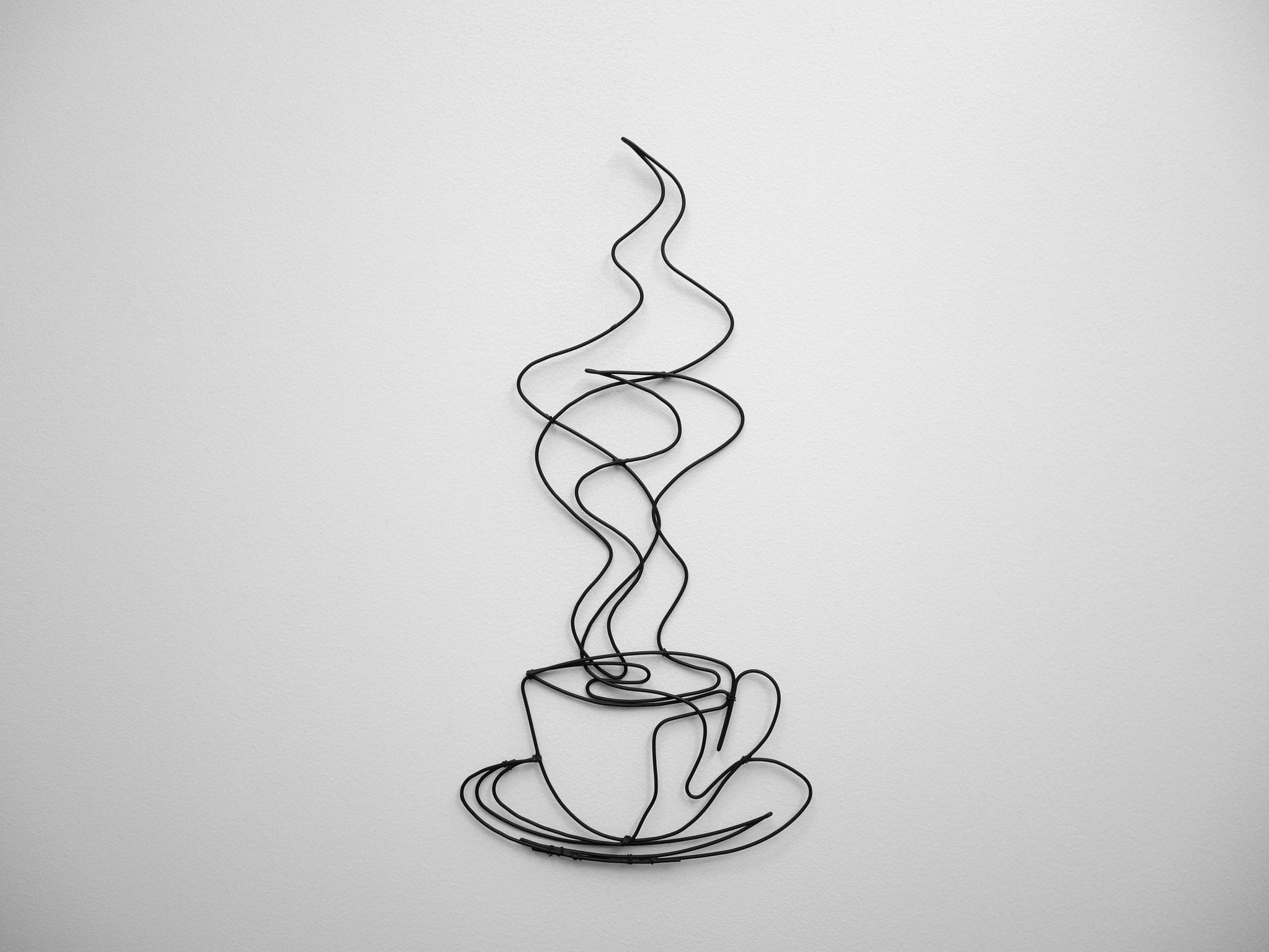 Décoration murale tasse de café ou de thé, déco véritable fil de fer recuit, Restaurant, décoration murale cuisine, sculpture métal