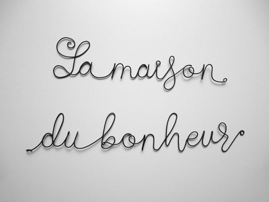 Phrase fil de fer, la maison du bonheur, phrase fil de fer, citation fil de fer décoration murale, cadeau personnalisable, déco murale