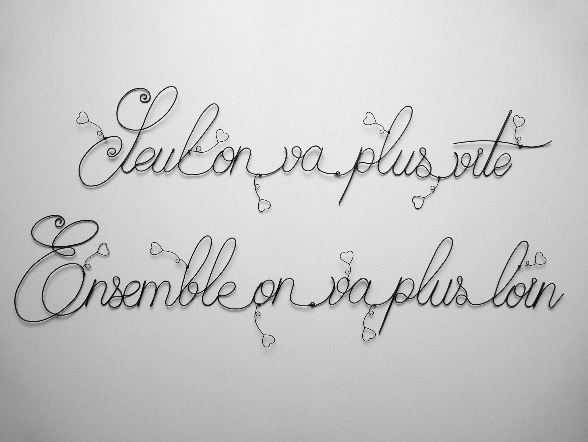 Zitat aus echtem geglühtem Eisendraht, in Eisen eingefädelter Satz, Wortdraht, Wanddekoration, Glück, Geschenkidee, Türschild, Draht