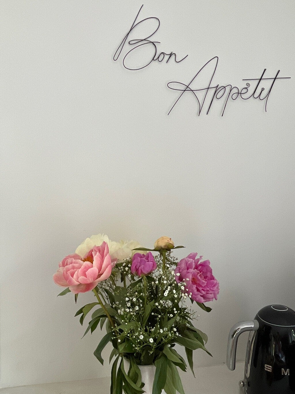 Mot Bon Appétit en fil de fer, mot déco cuisine murale, message phrase écriture citation, plaque de porte, cadeau, typographie manuscrite