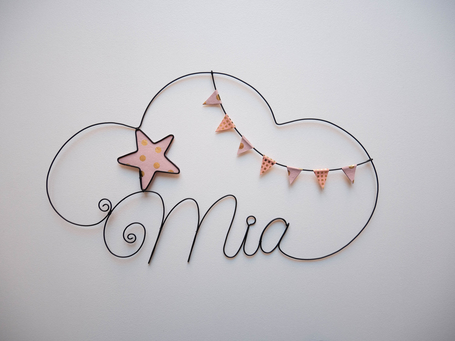 Cloud customizable first name wire, wall decoration for child's room, first name door plaque, birth gift,