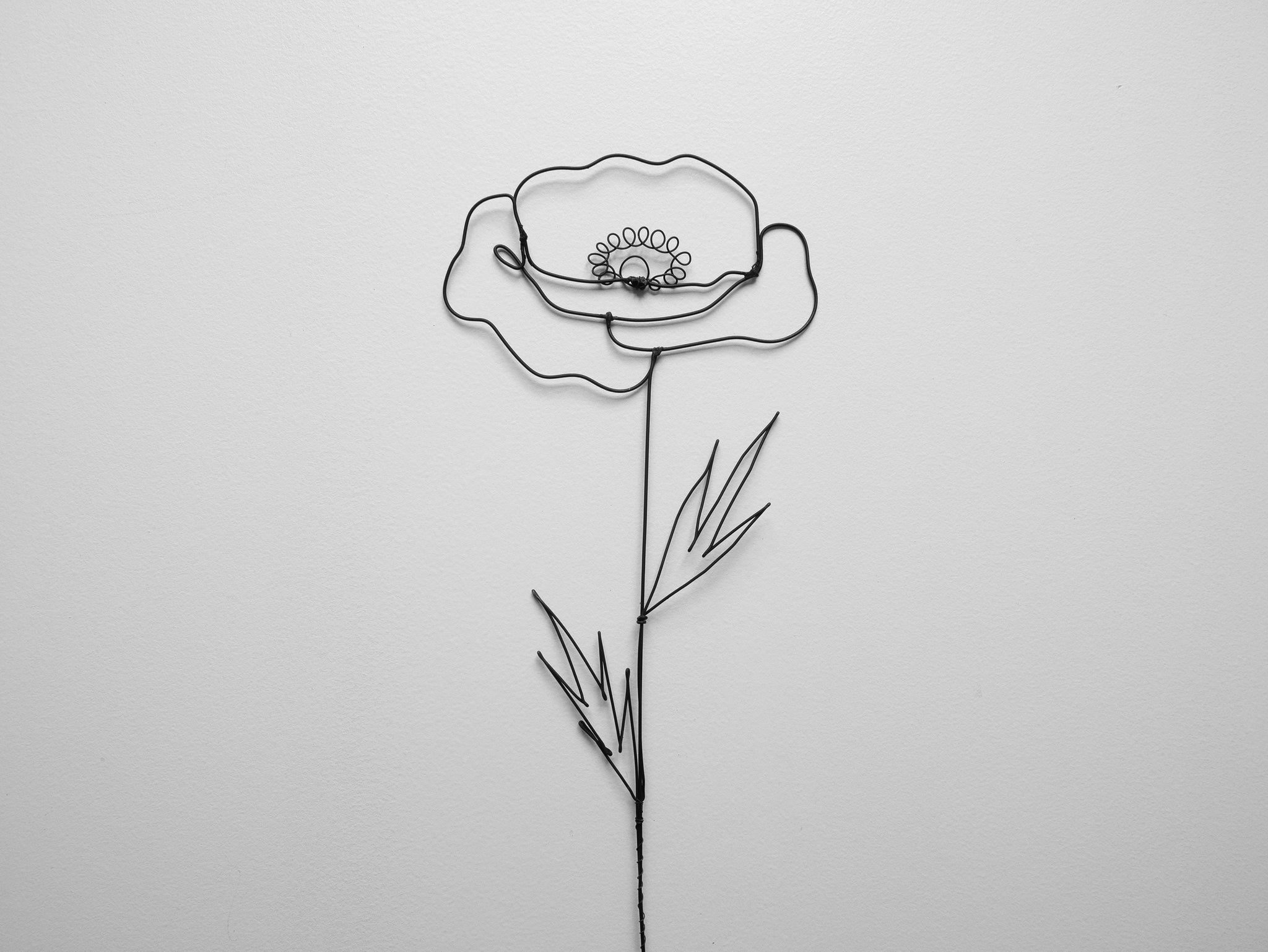 Fleur fil de fer coquelicot, fleur en fil de fer recuit, décoration murale floral, décoration bohème nature, bouquet de fleurs, cadeau maman
