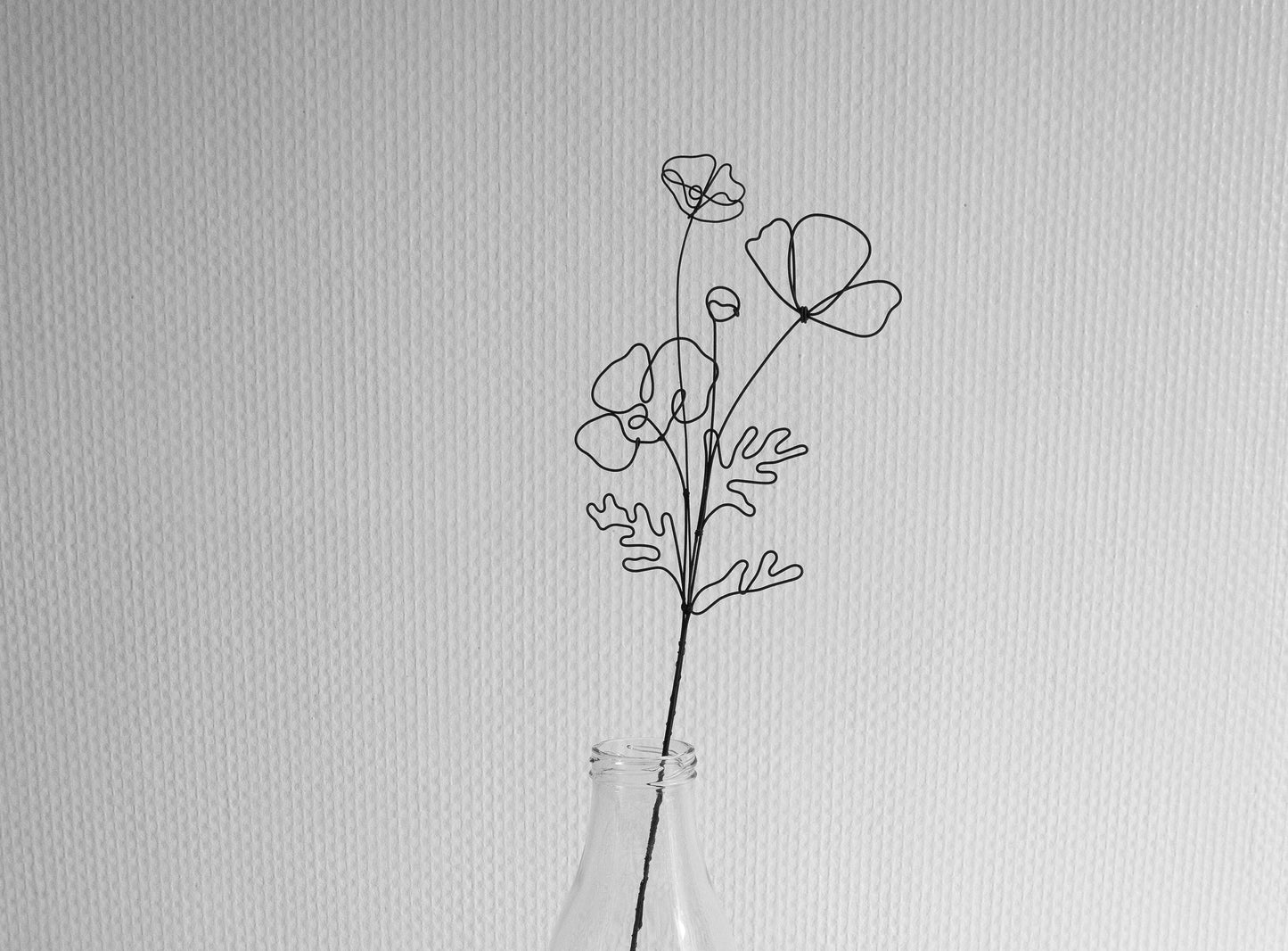 Poppy wire flower, annealed wire flower, floral wall decoration, bohemian nature decoration, bouquet of flowers, gift