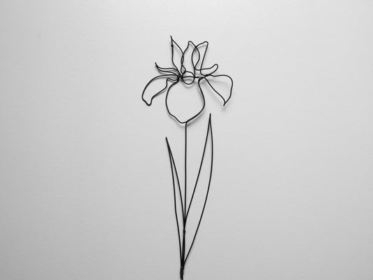 Iris wire flower, annealed wire flower, floral wall decoration, bohemian nature decoration, bouquet of flowers, gift