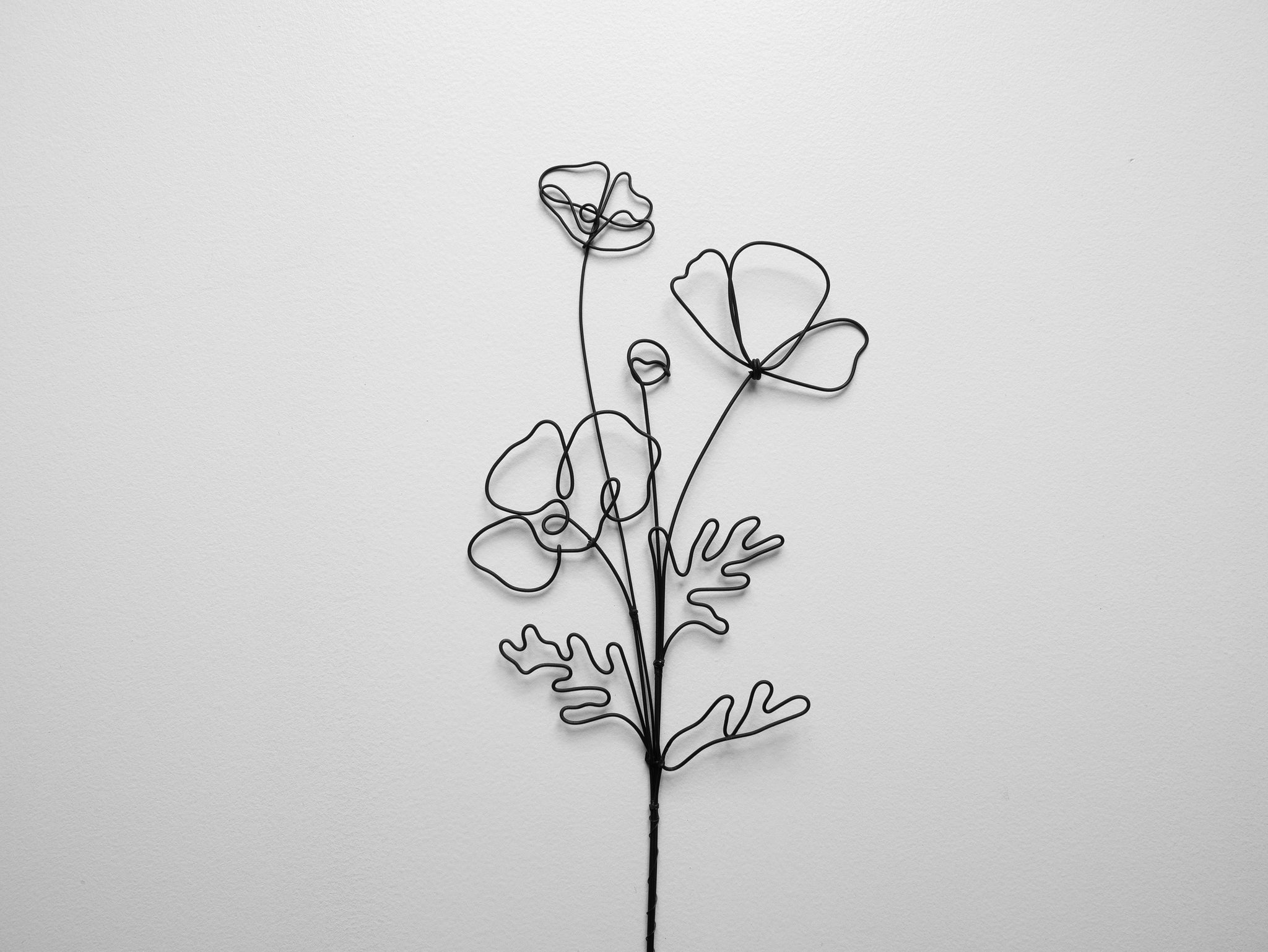 Fleur fil de fer coquelicot, fleur en fil de fer recuit, décoration murale floral, décoration bohème nature, bouquet de fleurs, cadeau