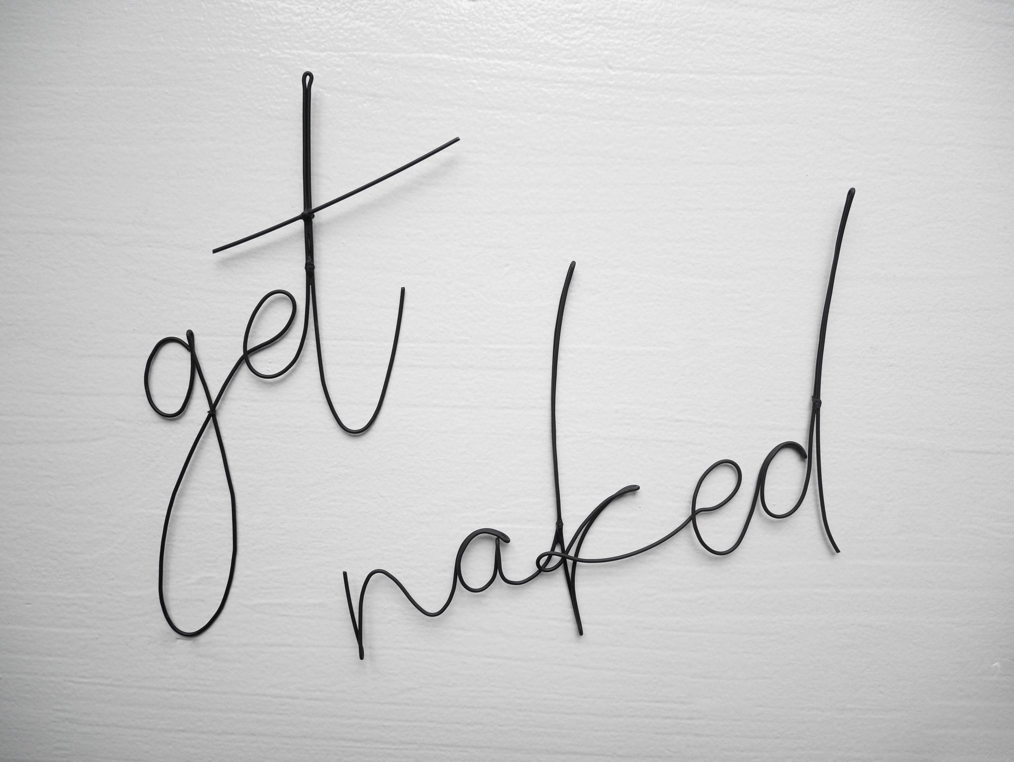 Anpassbarer Drahtsatz, Get Naked geglühter Draht, Badezimmerschild, Badezimmerdrahtnachricht, Türschild