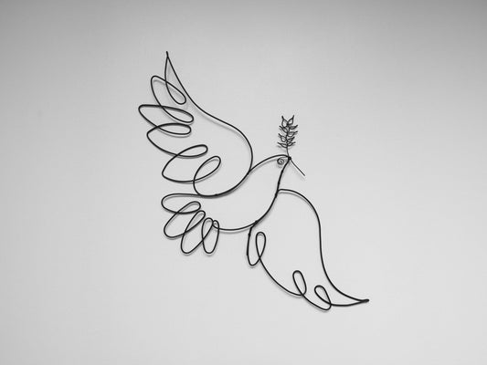 Picasso style dove, bird, wall decoration, metal decoration, country interior decoration, nature wall decoration, metal dove