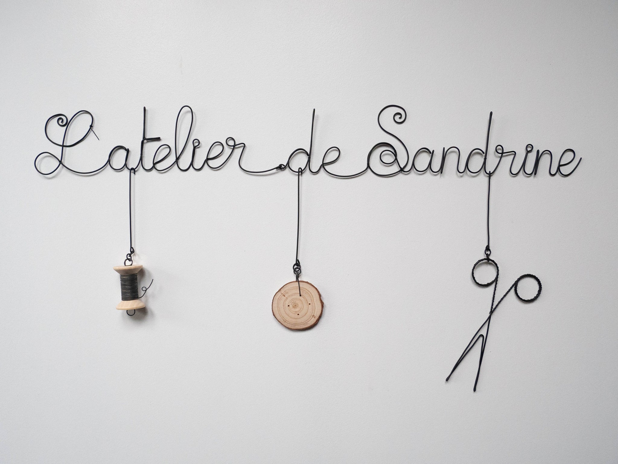 Meine kleine anpassbare Werkstatt und Zubehör, Satz aus geglühtem Draht, Wandzitat, Dekoration, Türschild, Nähwerkstatt