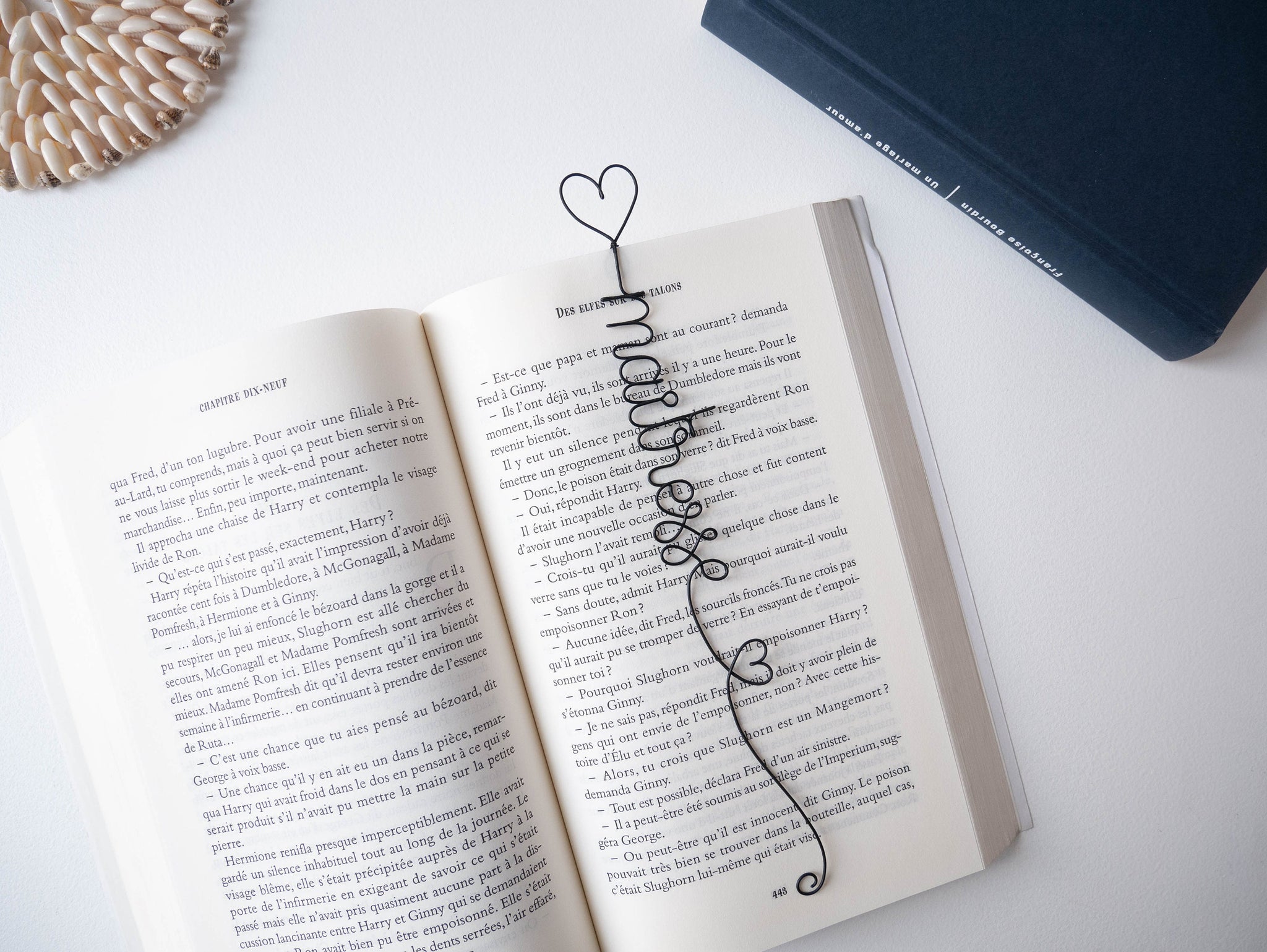 Marque page personnalisé en fil de fer, Prénom ou mot avec cœur, Accessoire de livre unique, Cadeau personnalisable maitresse, Handmade