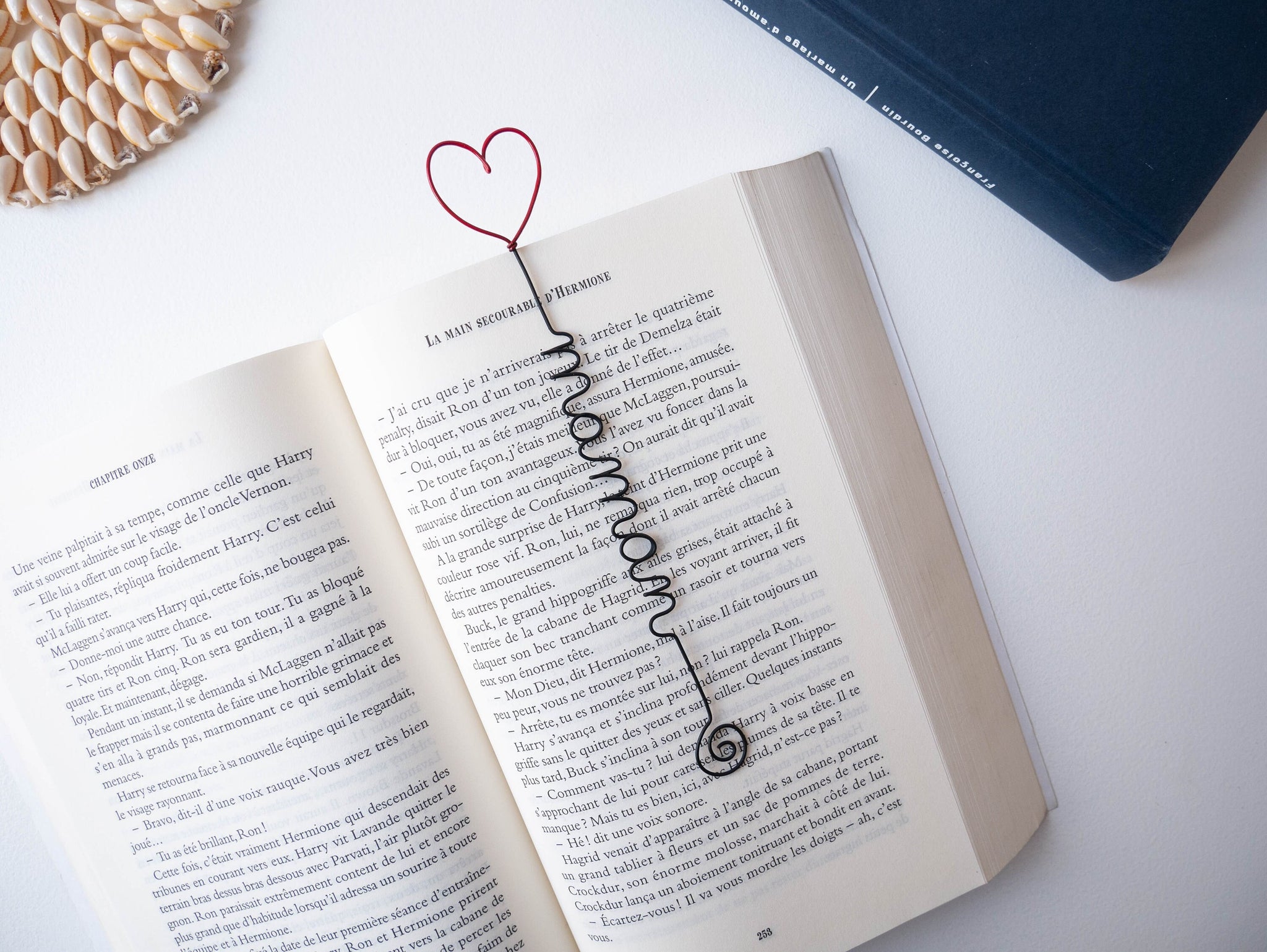Marque page personnalisé en fil de fer, Prénom ou mot avec cœur, Accessoire de livre unique, Cadeau personnalisable maitresse, Handmade