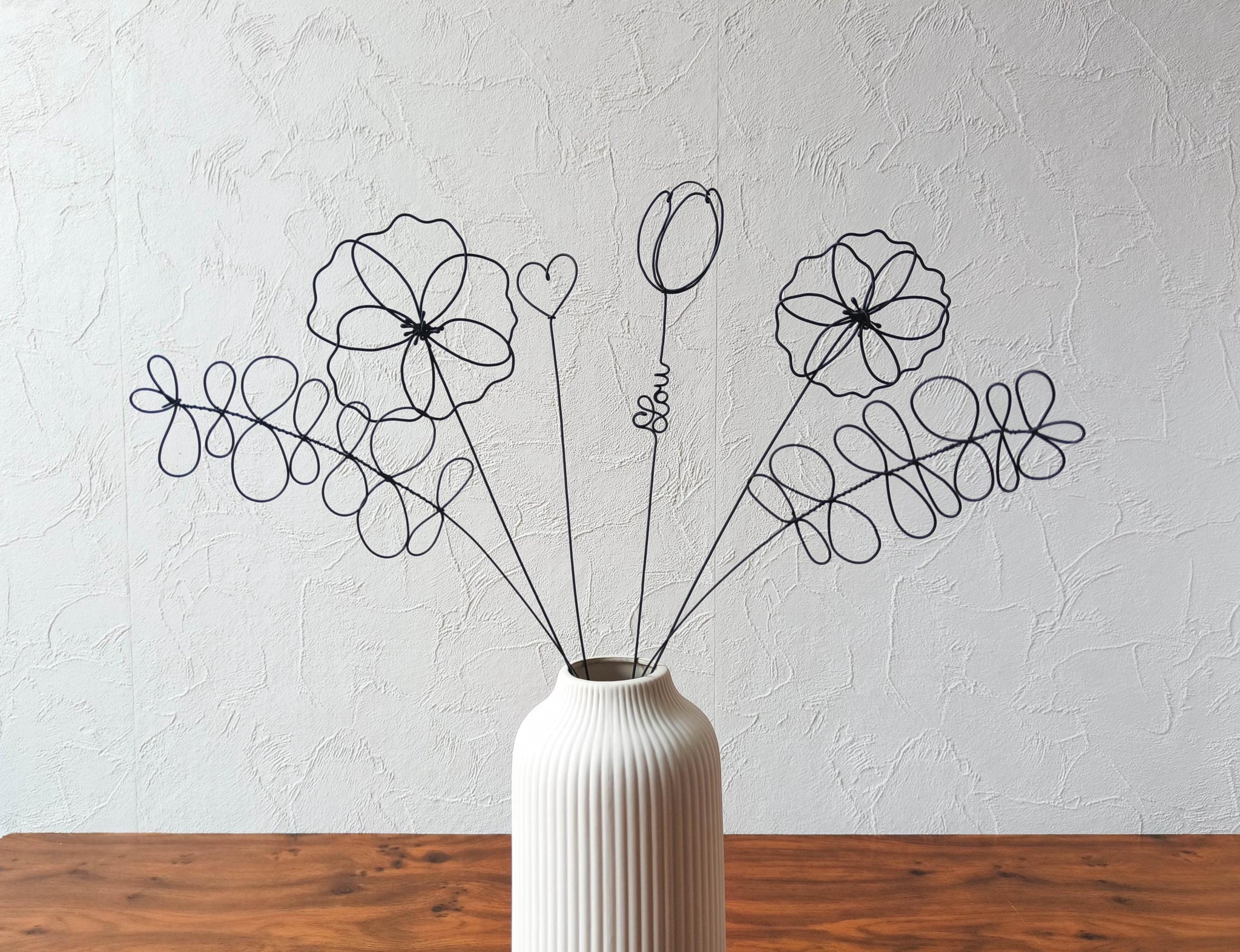 Fleurs en véritable fil de fer, bouquet de fleurs personnalisées, déco de table fil de fer, prénoms personnalisés, garantie à vie, cadeau