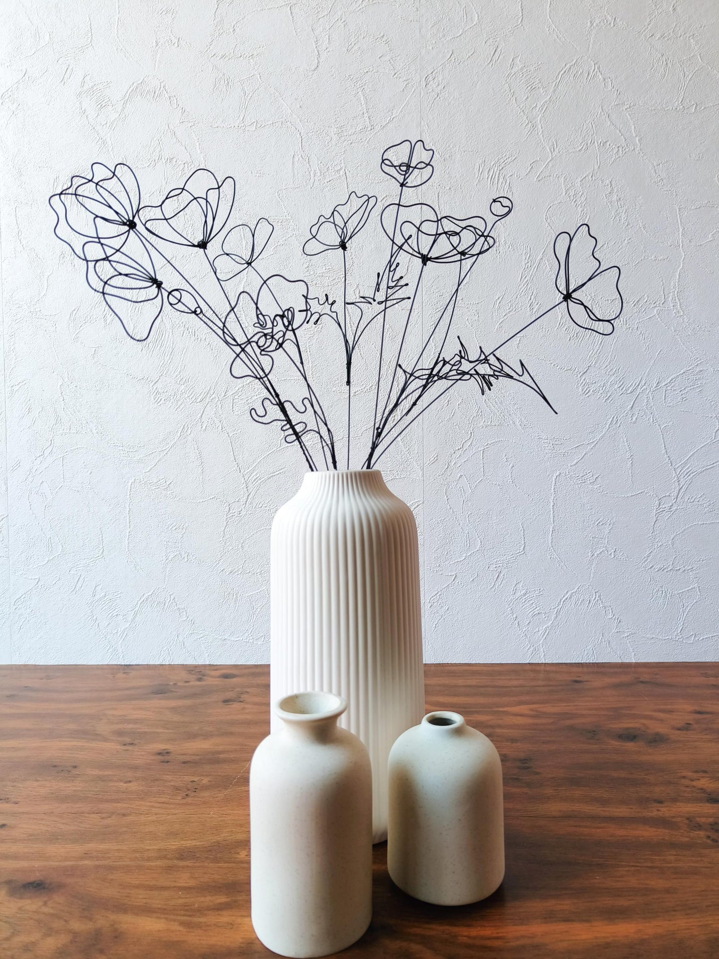 Bouquet de 11 fleurs en véritable fil de fer recuit coquelicot sauvage, décoration floral fil de fer, déco bohème nature, cadeau maitresse