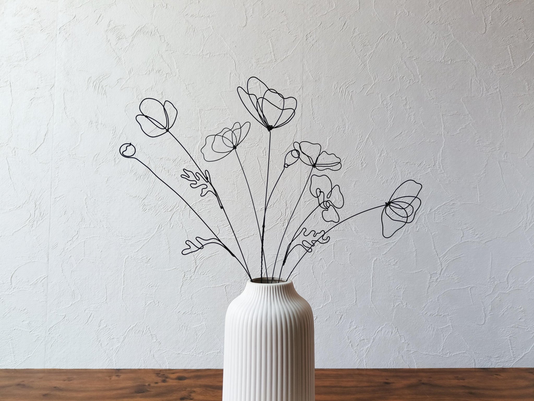 Bouquet de 7 fleurs en véritable fil de fer recuit coquelicot sauvage, décoration floral fil de fer, déco bohème nature, cadeau maitresse