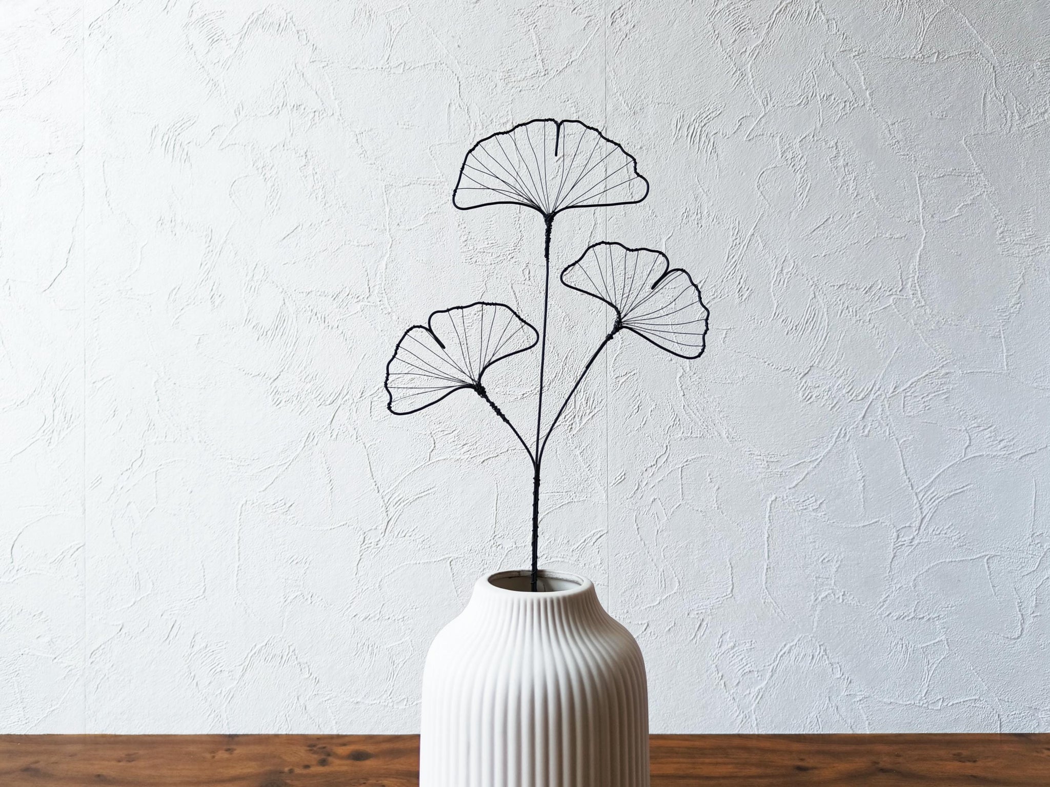 Tige de Ginkgo en fil de fer recuit – Fleur éternelle, déco florale minimaliste et élégante, cadeau, bouquet de fleurs