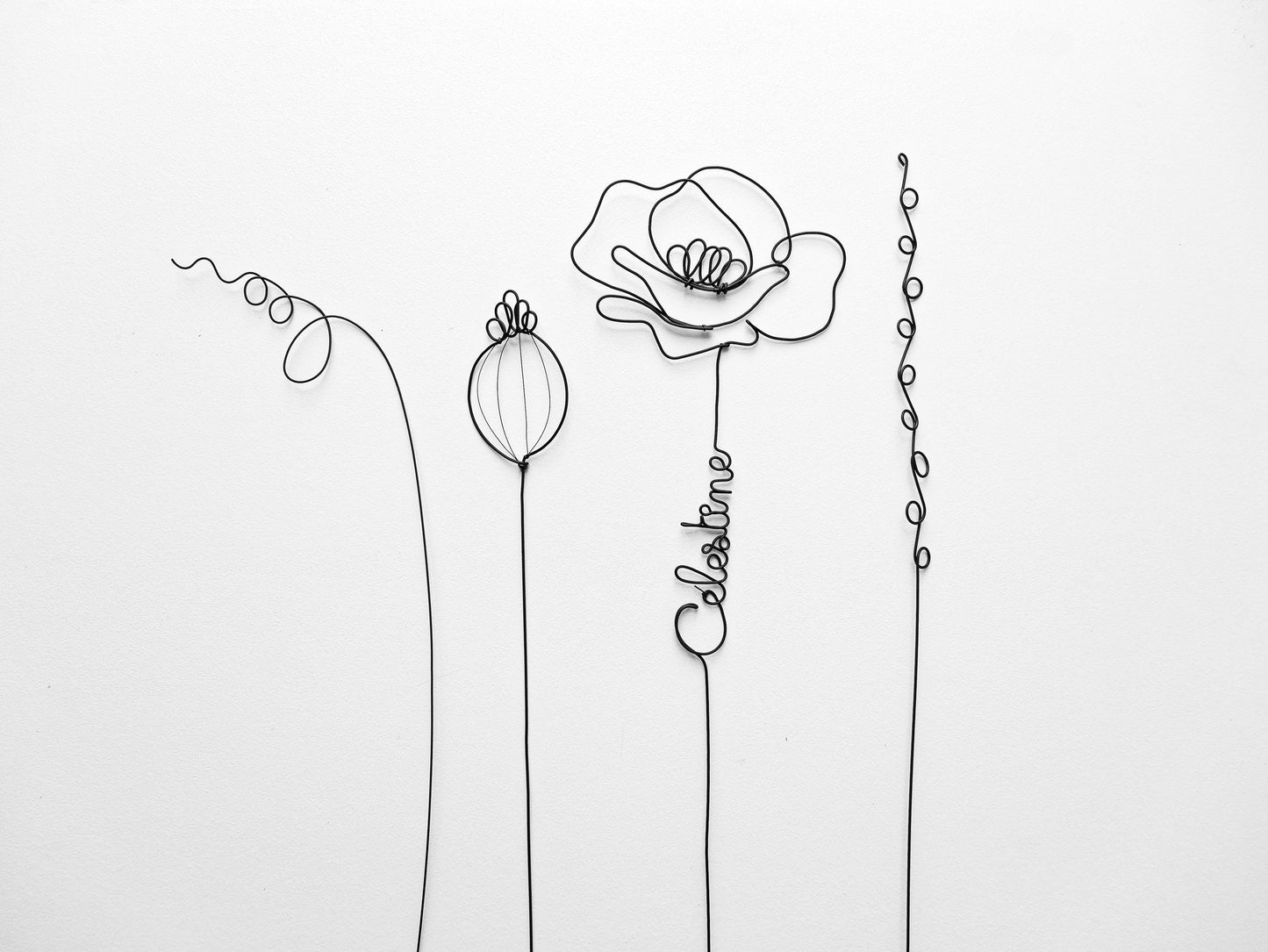 Fleurs en véritable fil de fer, bouquet de fleurs personnalisées, déco de table fil de fer, prénoms personnalisés, garantie à vie, cadeau