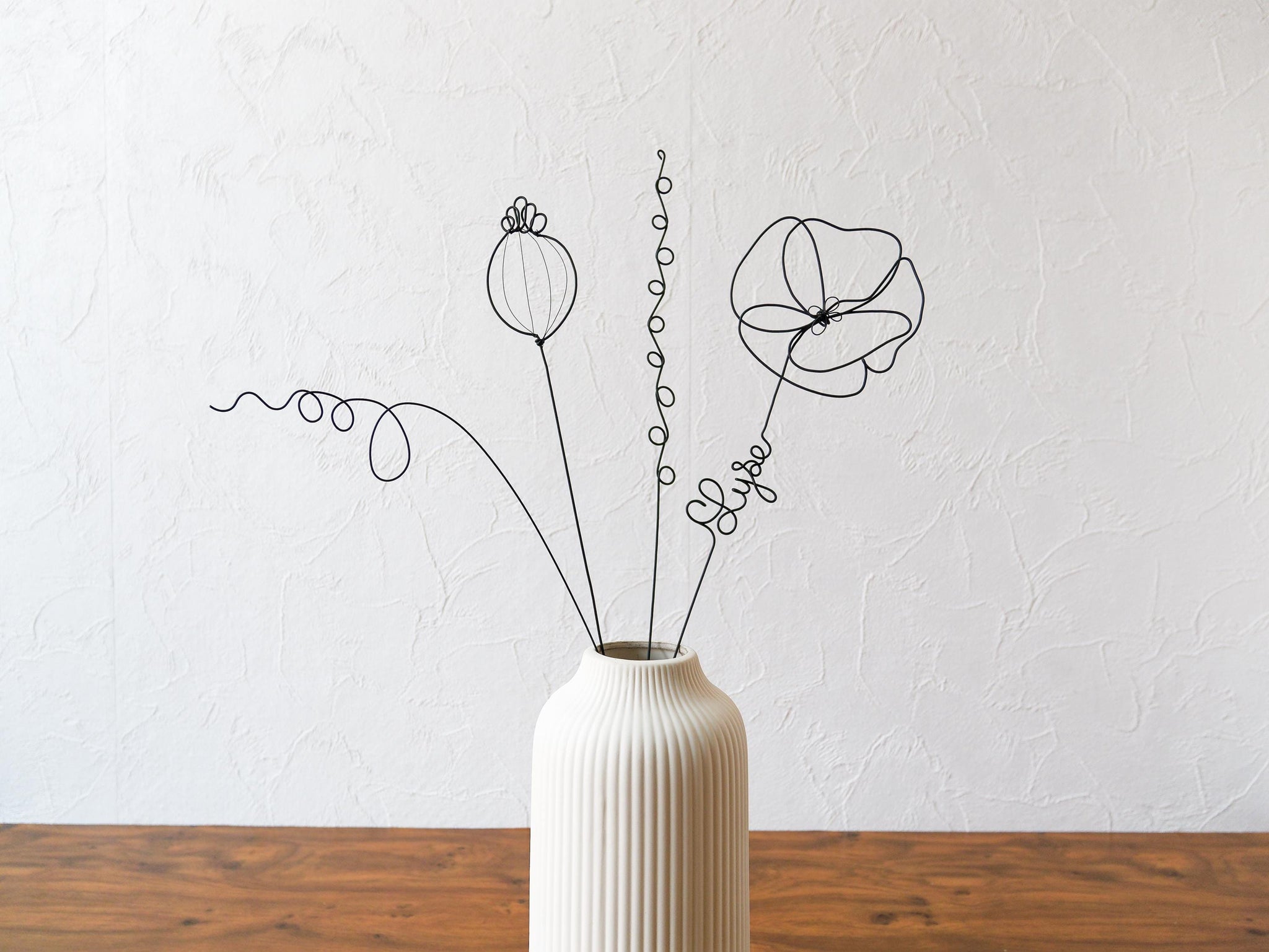 Fleurs en véritable fil de fer, bouquet de fleurs personnalisées, déco de table fil de fer, prénoms personnalisés, garantie à vie, cadeau