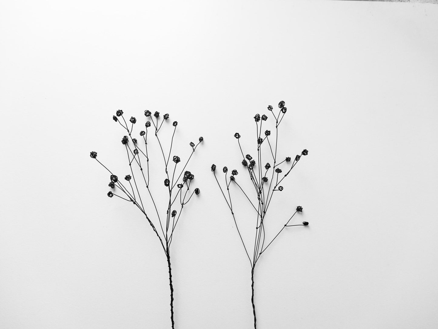Bouquet de 2 fleurs 3D éternelles en fil de fer recuit : Lot de 2 Mimosas, Déco florale moderne d'intérieur, cadeau