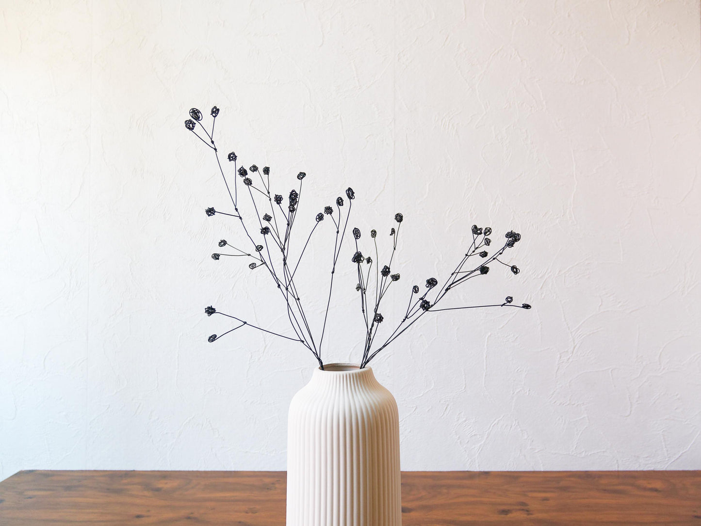 Bouquet de 2 fleurs 3D éternelles en fil de fer recuit : Lot de 2 Mimosas, Déco florale moderne d'intérieur, cadeau