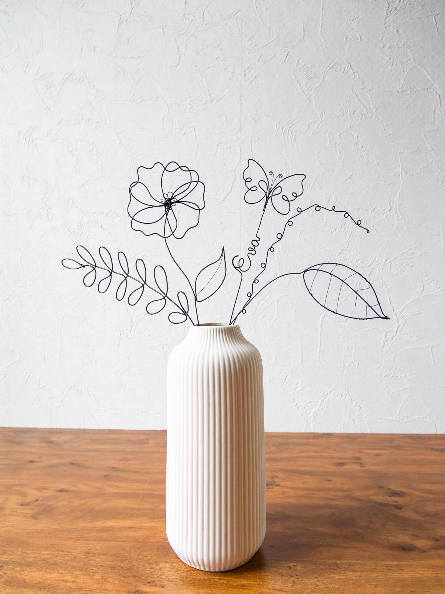 Fleurs en véritable fil de fer, bouquet de fleurs personnalisées, déco de table fil de fer, prénoms personnalisés, garantie à vie, cadeau