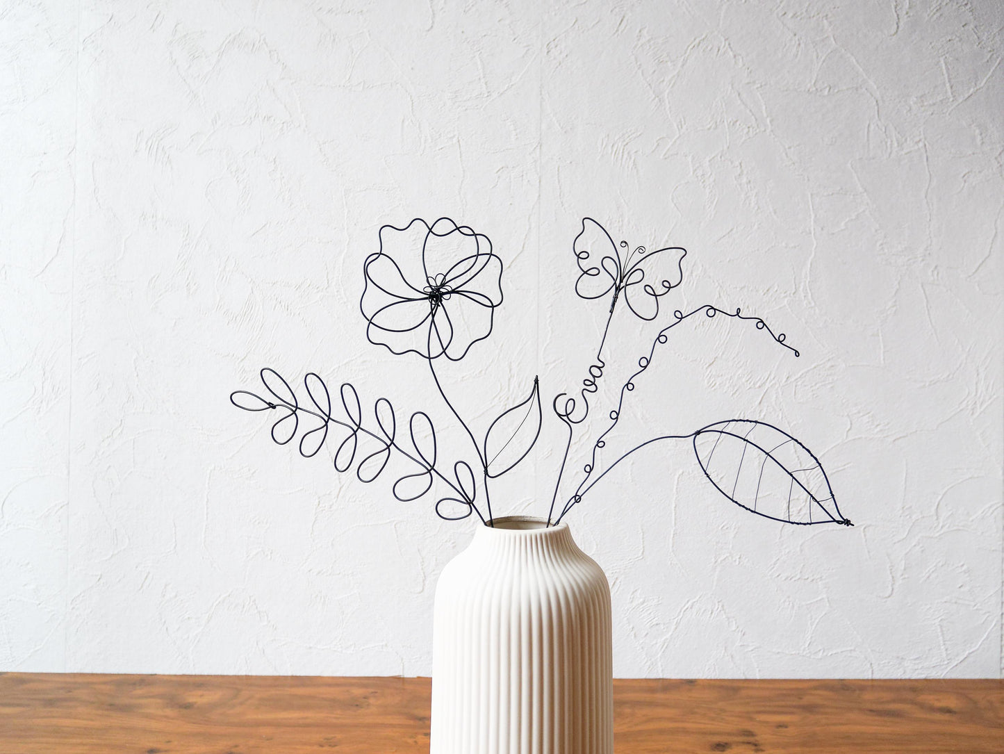 Fleurs en véritable fil de fer, bouquet de fleurs personnalisées, déco de table fil de fer, prénoms personnalisés, garantie à vie, cadeau