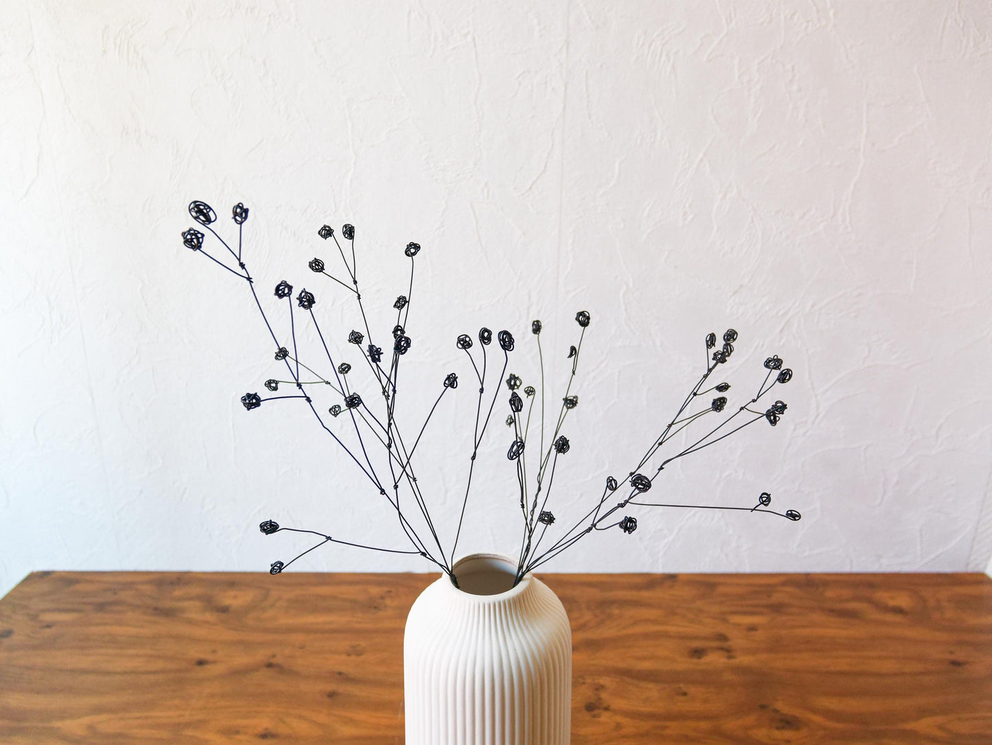 Bouquet de 2 fleurs 3D éternelles en fil de fer recuit : Lot de 2 Mimosas, Déco florale moderne d'intérieur, cadeau