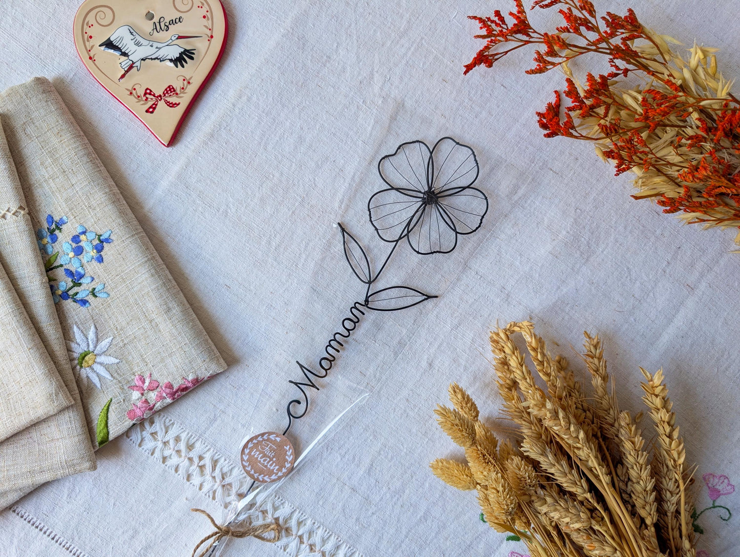 Capucine personnalisée en véritable fil de fer incassable, prénom personnalisé, cadeau Fêtes des Mères Maman Mamie Maîtresse Nounou Atsem