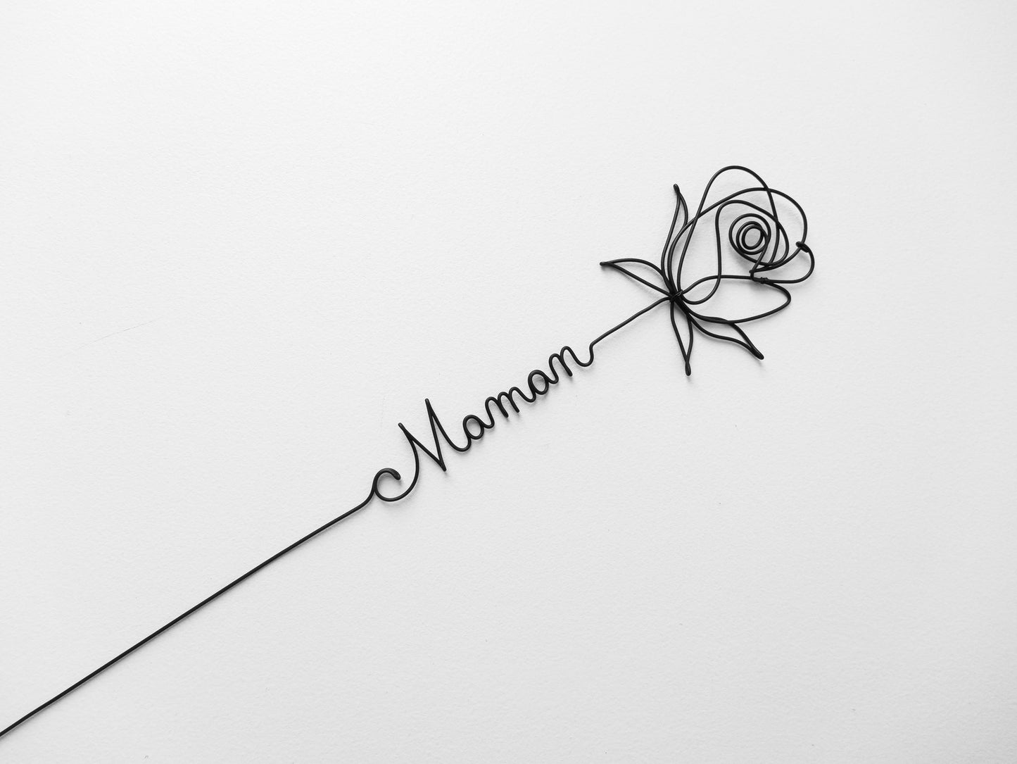 Rose personnalisée en véritable fil de fer incassable, prénom personnalisé, cadeau Fêtes des Mères Maman Mamie Maîtresse Maître Nounou Atsem