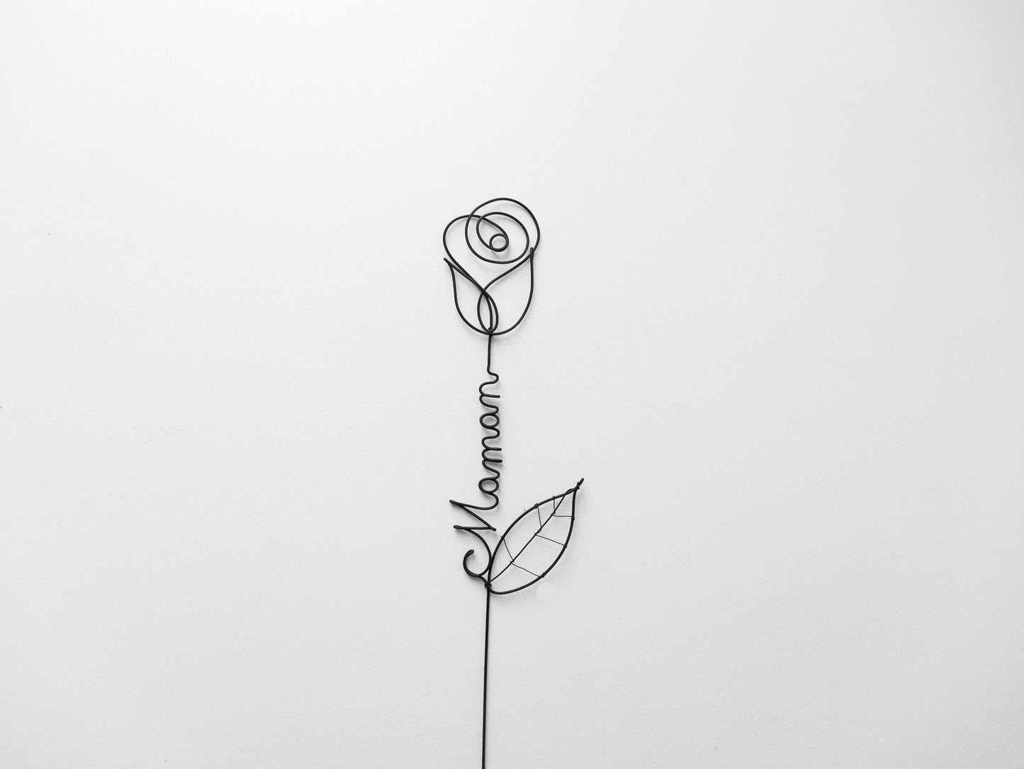 Rose personnalisée en véritable fil de fer incassable, prénom personnalisé, cadeau Fêtes des Mères Maman Mamie Maîtresse Maître Nounou Atsem