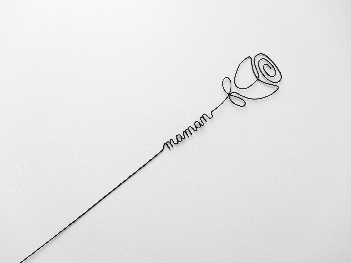 Rose personnalisée en véritable fil de fer incassable, prénom personnalisé, cadeau Fêtes des Mères Maman Mamie Maîtresse Maître Nounou Atsem