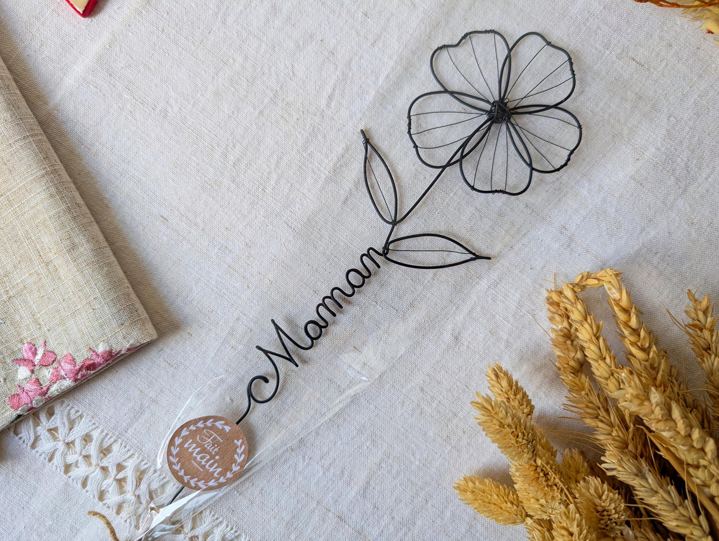 Capucine personnalisée en véritable fil de fer incassable, prénom personnalisé, cadeau Fêtes des Mères Maman Mamie Maîtresse Nounou Atsem